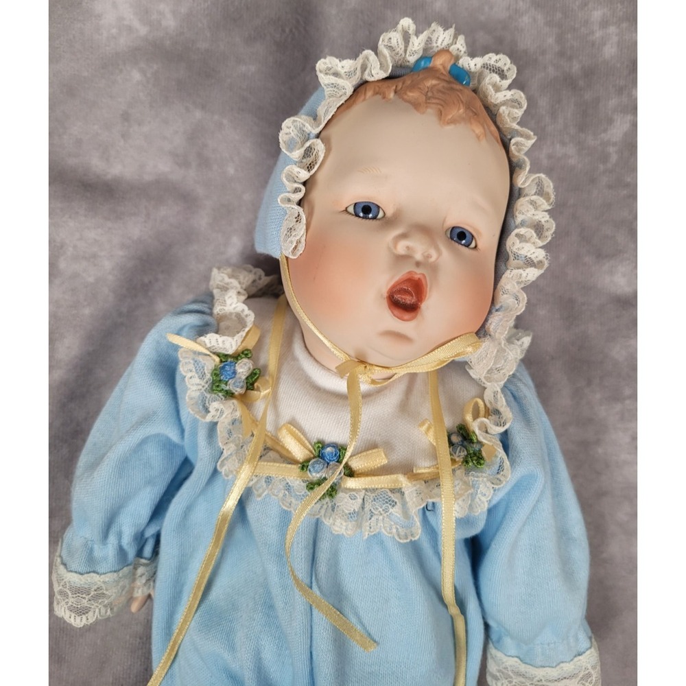 Vintage Yolanda Bello Ashton Drake Baby Doll 12" Blue Outfit Soft Body